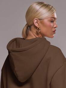 MUSERA Áo hoodie rộng thùng thình thêu họa tiết, áo khoác thể thao chỉ gồm áo mùa đông, dễ thương, thoải mái, màu sơn anh đào, mùa xuân hè, kỳ nghỉ. - Màu nâu Sô-cô-la - Xem 3