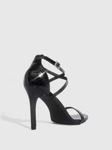 CUCCOO SZL Women's Shoes, Black Cross-Strapped Women's High-Heeled Sandals, With A Sexy And Modern Style. The Details Include Cross-Straps And Metal Buckles, Which Both Modify The Leg Lines And Enhance The Aura. It Is Suitable For Fashionable Women To Attend Dinners, Parties Or Urban Commutes. Prom Heels Summer Shoes - Black - View 8