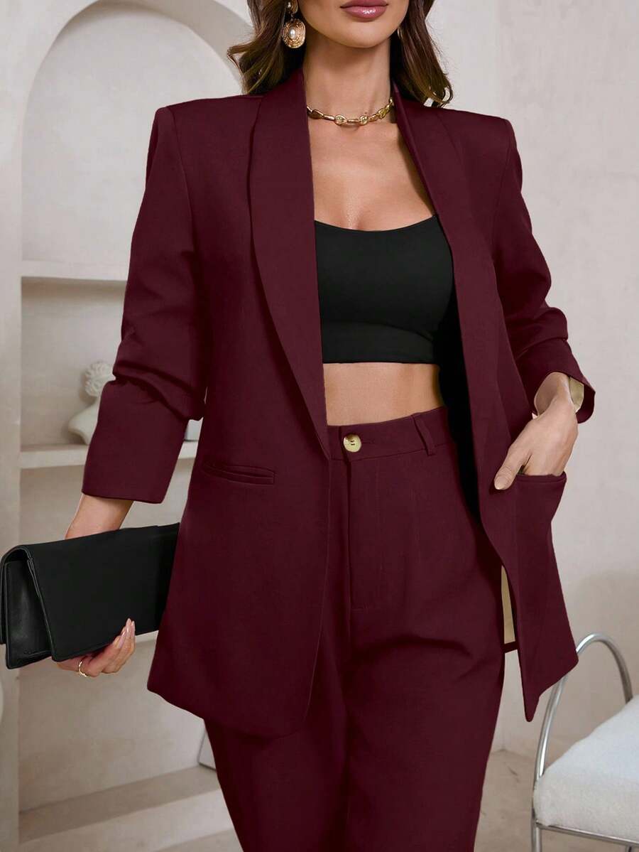 Aveloria Modichic Damen Einfarbige Shawl Kragen Langarm Tasche Elegante Blazer, für den Herbst