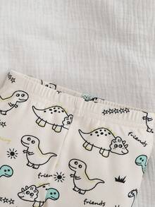 Newborn Baby Boy Cute Casual Cartoon Pattern Patchwork Long Sleeve Pajama Set Neutral - Green - View 8