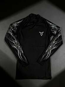 RISE LYT Áo thun dài tay in hình bò tót dành cho nam, thích hợp cho tập luyện thể thao, tập luyện, áo nén thể thao. - màu đen - Xem 4