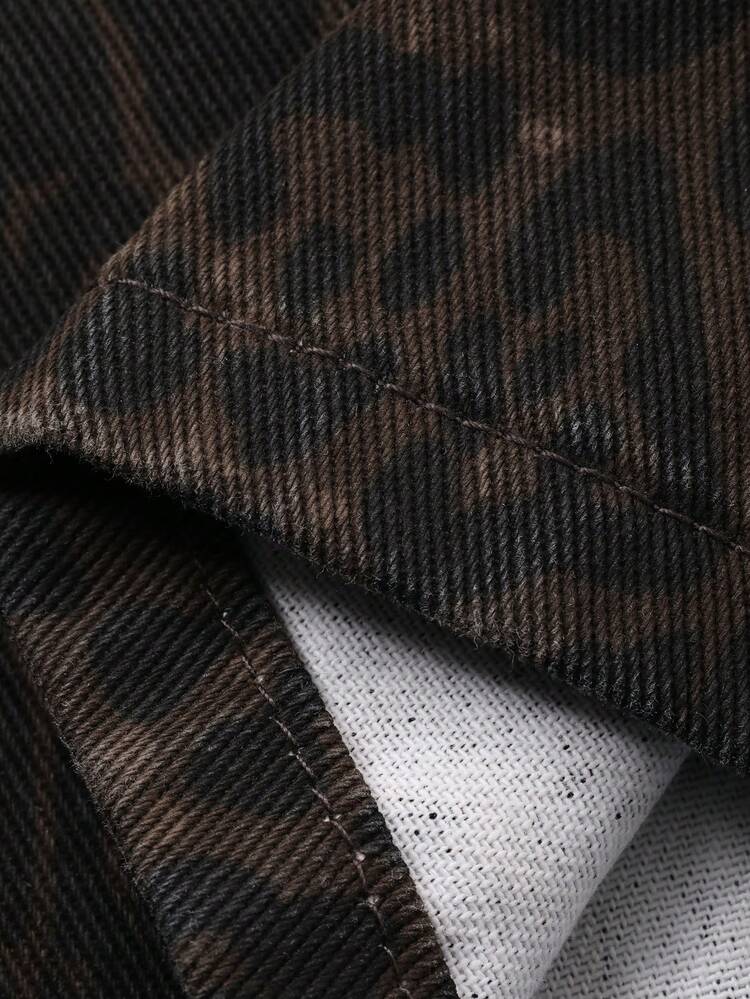 Tween Boy Casual Retro Leopard Print Denim Jeans