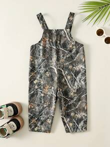 SHEIN Newborn Baby Boy Cute Versatile Casual Military Green Leaf Print Romper - Multicolor - View 2