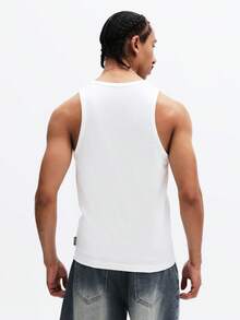 SUMWON 经典必备单品 无袖圆领纯棉背心，版型合身，夏季休闲必备单品 - 白色 - 查看 2