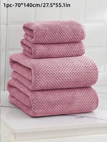 1Pc Coral Fleece, Comfortable And Soft, Absorbent, Lint-Free, Quick-Drying, Pineapple Pattern, Shampoo Towel/Hair Towel/Hand Towel, Suitable For Adults, Couples, Home, Daily Use, Face Washing, Bathing, Hand Drying, Men's And Women's Hair Drying Towel, 1 Towel Or Bath Towel, 1 Bath Towel. - Purple - View 9