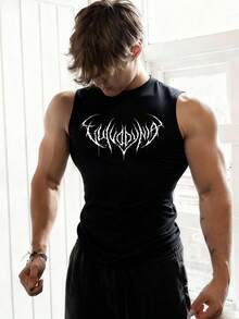 STEELVANCE Men's Summer Graphic Print Compression Sports Tank Top Compression Shirt Men - Black - View 1