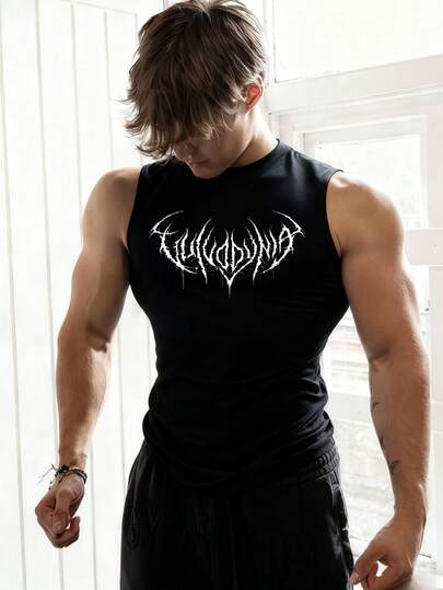 Manfinity Sport PWRUP Men's Summer Graphic Print Compression Sports Tank Top Compression Shirt Men