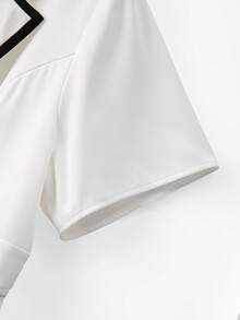 GlowEve CURVE 女士时尚优雅撞色短袖修身西装外套 - 白色 - 查看 3