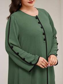 Veilorie 大码女士优雅通勤阿拉伯风格连衣裙 - 綠色 - 查看 5