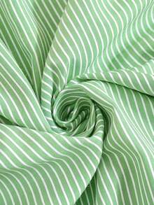 Rusticease Plus Size Casual/Work Striped Shirt, Spring/Summer - Green - View 5