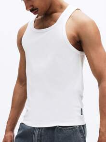 SUMWON 经典必备单品 无袖圆领纯棉背心，版型合身，夏季休闲必备单品 - 白色 - 查看 5