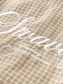 SWAVVY Men's Plaid Print Embroidery 2 In 1 Shirt - Apricot - View 3