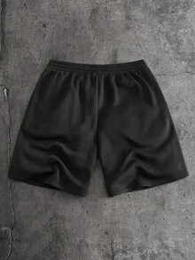 AXEPEAK 男士字母压纹抽绳腰休闲时尚街头短裤 - 黑色 - 查看 2