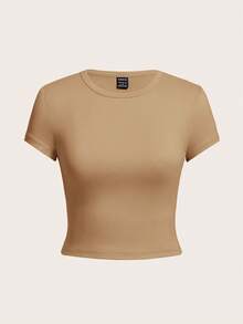 SHEIN EZwear 4件套女士休闲圆领短袖修身T恤，适合夏季穿着 - 彩色 - 查看 4