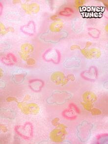 LOONEY TUNES X Joivida Cute Satin Sleep Cap With Cartoon Duck Print – Protect Hair & Preserve Style While You Sleep - Baby Pink - View 6