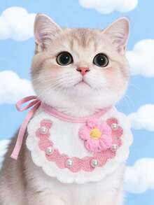 PETSIN 1 Piece Pet Cute Cartoon Bib, Pet Dog And Cat Three-Dimensional Knitted Cute Cartoon Embroidered Bib, Adjustable Neck Circumference, Pet Accessories, Pet - Multicolor - View 5