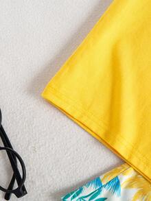 SHEIN Young Boy Tropical Print Vest And Shorts 2 Pieces Set, Casual Holiday Outfit Kids Tropical Outfit Boy Outfit Summer Toddler Boy Beach Set