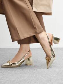 CUCCOO BIZCHIC Giày cao gót đế dày màu đỏ tía dành cho nữ, thiết kế tối giản cổ điển, phù hợp cho đi làm, hẹn hò, dự tiệc, kỳ nghỉ, đám cưới hoặc dịp Giáng sinh. - Vàng chanh - Xem 5