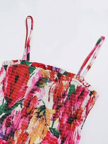 Franclia Spaghetti Strap Dress / Pleated Design Long Cake Skirt / Fresh Summer Beach Vacation Dress - Multicolor - View 4