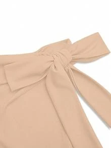 Sweetra Red Sexy Off-Shoulder Elegant Dress With Design Details, Suitable For Spring And Autumn - Apricot - View 3