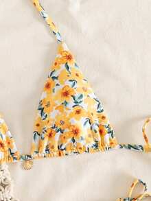 SHEIN Swim Mod 2pcs/Set Random Print Halter Sexy Elegant Vacation Bikini Set, Suitable For Beach, Pool, Party, Christmas, Summer - Multicolor - View 7