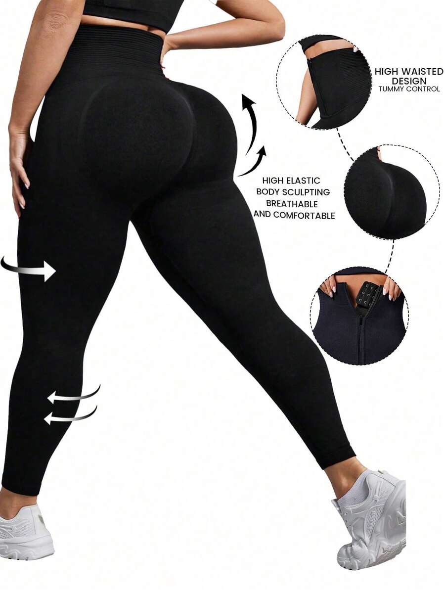 SHEIN Rhythm Era 大码女式时尚运动紧身裤瑜伽裤