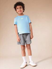 SUMWON Boys Short Sleeve Oshima Tokyo Graphic Tee And Heathered Shorts Summer Co-Ord Set Casual Everyday Outfit - Multicolor - View 2