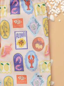 SUMWON 男童夏季沙滩印花泳裤，热带风情图案和夏威夷风情图案，休闲度假泳装 - 彩色 - 查看 4