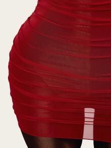 Zestiva Women's Solid Color Halter Backless Cover-Up Dress, Suitable For Beach Vacation - Red - View 4