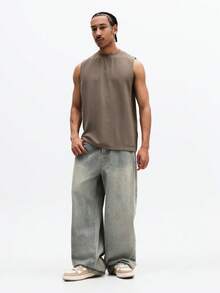 SUMWON Essential Sleeveless Crew Neck Tank Top Classic Solid Casual Summer Everyday Basic Men's Vest Regular Fit Soft Fabric - Grey - View 3