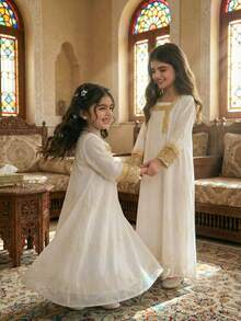 رمضان
قرقيعان 
فستان العيد جلابيات رمضان 
جلابيات       
جلابيه       
الملابس التقليدية العربية      
Abaya       جلابية       
قفطان        جراب Traditional Middle Eastern Style Asymmetrical Collar Gold Mesh Sheer Abaya Jacket And Dress Set For Young Girls, - Beige - View 4