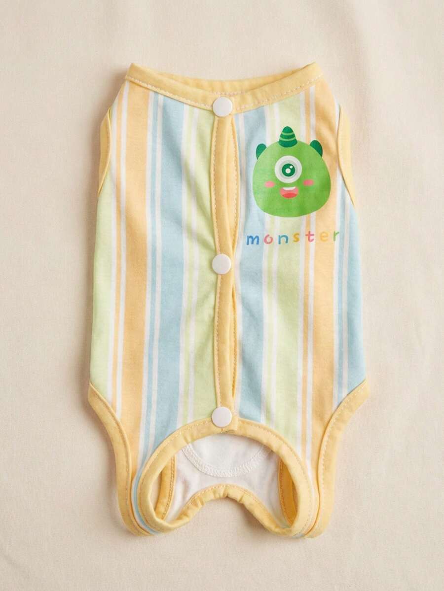 PETSIN Lightweight Breathable Summer Monster Print Pet Vest Tank Top, Casual Cute Design Suitable For Cats And Dogs - Multicolor - View 1