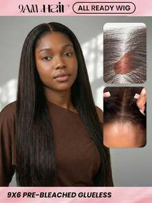 ALL READY WIG Wear & Go 9*6 Glueless Straight Transparent Lace Human Hair Wigs Lace Closure Natural Black Color Wig Pre Plucked Hairline Bleaching Knots 180% Density 8-30 Inch For Women