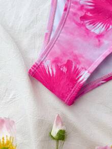 Tween Girls 3-Piece Floral Print Bikini Set, Sweet Casual Beach Vacation, Summer Swimwear, Beach Outfit