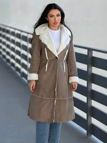 Durrani Popal Women's Regular Vintage Brown Mid-Length Thermal Lined Casual Jacket, Winter - Brown - View 6