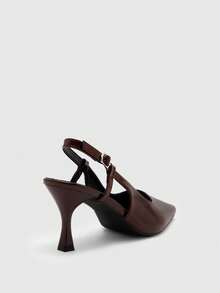 CUCCOO BIZCHIC Giày sandal nữ mũi nhọn gót nhọn bằng da PU, thiết kế tối giản thời trang, thoải mái cho sử dụng hàng ngày, dự tiệc và các sự kiện. - màu nâu - Xem 7