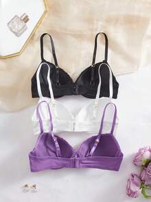 DesireSculpt 3pcs Women's Minimalist Casual Gather Bra Set - Multicolor - View 2