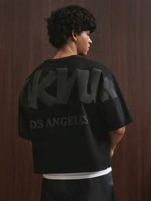 TOKVUE Men's Casual Letter Print Short Sleeve T-Shirt, Summer - Grey - View 4