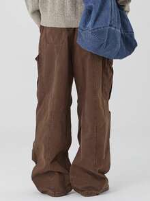 DAZY 男士破洞大口袋水洗牛仔裤，春秋季 - 棕色 - 查看 2