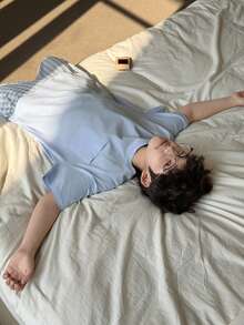 DAZY 男童夏季休闲舒适口袋T恤和格子短裤睡衣套装 春季 - 藍色 - 查看 5