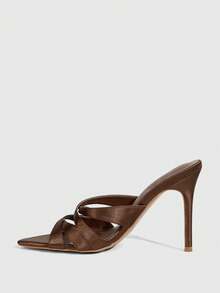 CUCCOO SZL Sandalias de tacón alto elegantes de punta fina para mujer, aptas para uso diario - Bronce - Ver 5