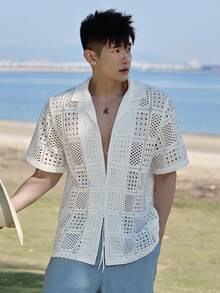 DAZY 男士纹理白衬衫，夏季 - 白色 - 查看 4
