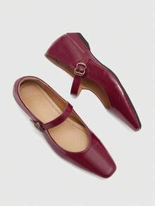 CUCCOO BIZCHIC Women's Square Toe Minimalist Fashion Daily Versatile Red Flat Sandals Valentine's Day - Red - View 7