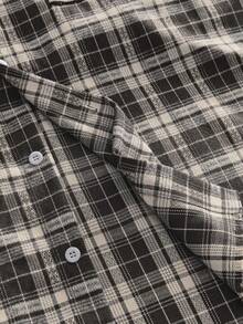 AXEPEAK Áo sơ mi nam dài tay kẻ caro cài cúc phía trước, kiểu dáng thường ngày, thích hợp cho mùa thu. - màu đen - Xem 5