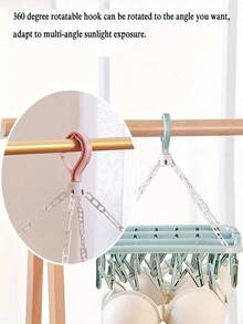 SHEIN 1 件可旋转 32 夹塑料晾衣架 - 节省空间的可折叠衣架，适用于袜子、内衣和小件衣物，非常适合卧室、浴室、衣柜、宿舍储物和洗衣房整理 - 彩色 - 查看 5