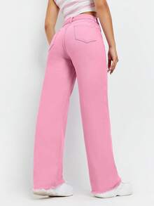EMERY ROSE Quần Jeans Ống Thẳng Màu Trơn Đa Năng Thường Ngày - Hồng - Xem 12