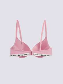 Loungeista 3Pcs Lightly Padded Letter Print Push Up Bra, Women's Underwire Bra - Multicolor - View 12