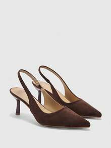 CUCCOO BIZCHIC Bombas de punta fina minimalistas y casuales para el transporte de mujeres - Marrón - Ver 2