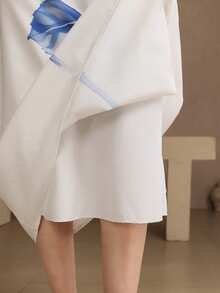 DAZY Women's Elegant Floral Print Round Neck Sleeveless Mid-Length Dress, Summer Wedding Guest Dress - Blue - View 7