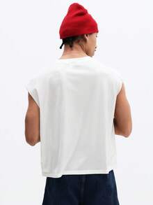 SUMWON Áo tank top lưới kiểu dáng rộng rãi, cổ tròn, không tay, thích hợp mặc hàng ngày vào mùa hè và mùa xuân. - trắng - Xem 2